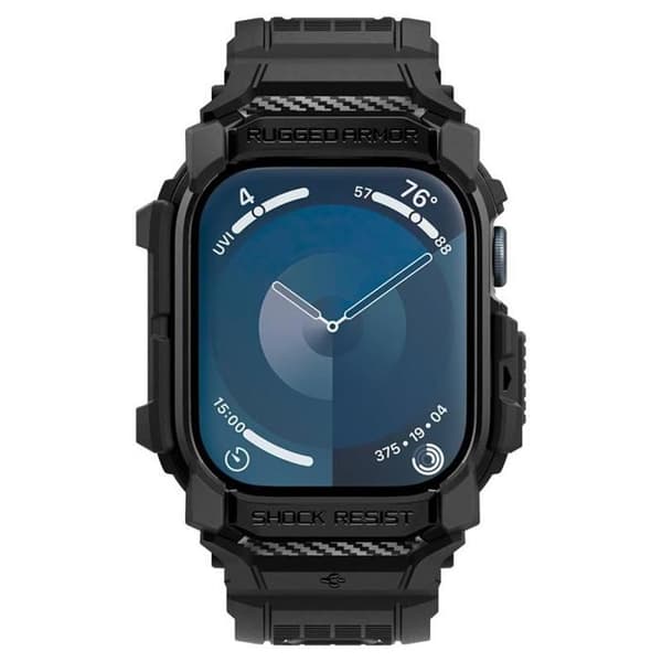 Coque för Apple Watch 10 46mm + Armband - Spigen Rugged Armor Pro - Matt Svart