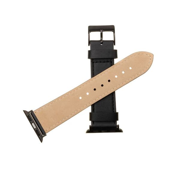 Armband för Apple Watch 1/2/3/3/4/4/5/5/6/6/7/8/7/8/9/10/10/SE/SE 2 (38/40/41/42mm) - Fast Läderarmband - Svart