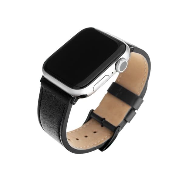 Armband för Apple Watch 1/2/3/3/4/4/5/5/6/6/7/8/7/8/9/10/10/SE/SE 2 (38/40/41/42mm) - Fast Läderarmband - Svart