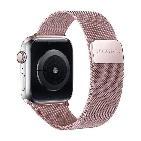 Armband för Apple Watch 44 / 45 / 46 / 49mm i Milanaisk Mesh Milan Traction Decoded Rosa