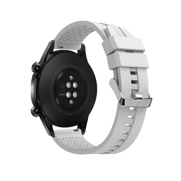 INF Vitt silikonarmband för Huawei GT - 20mm silverspänne