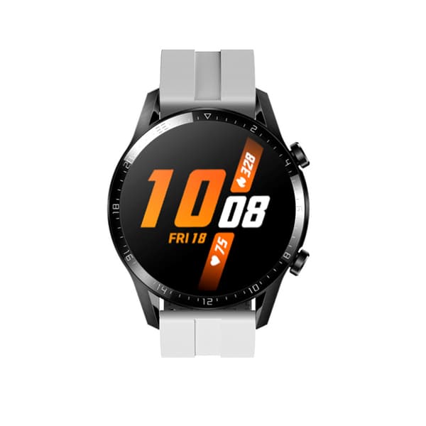 INF Vitt silikonarmband för Huawei GT - 20mm silverspänne