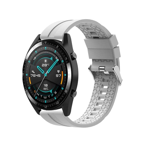 INF Vitt silikonarmband för Huawei GT - 20mm silverspänne