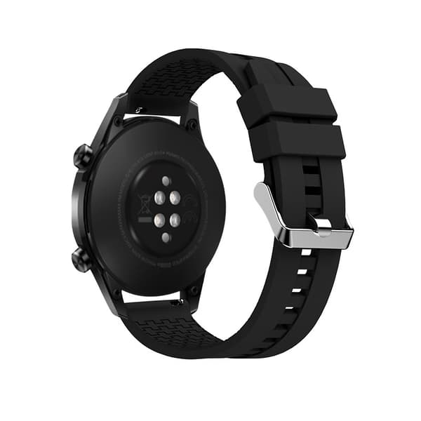 INF Premium Sort Silikone Urrem - 22mm Sølvspænde