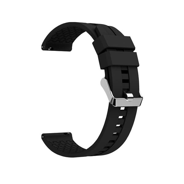 INF Premium Svart Silikon Klockarmband - 22mm Silverspänne