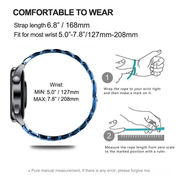 INF 22mm Rostfritt Stål Klockarmband för Samsung Huawei Blå