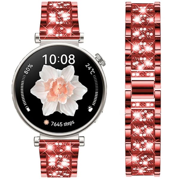 INF 22mm Rostfritt Stål Klockarmband för Samsung Huawei Röd