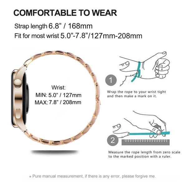 INF 22 mm rustfrit stål urrem til Samsung Huawei Rose guld