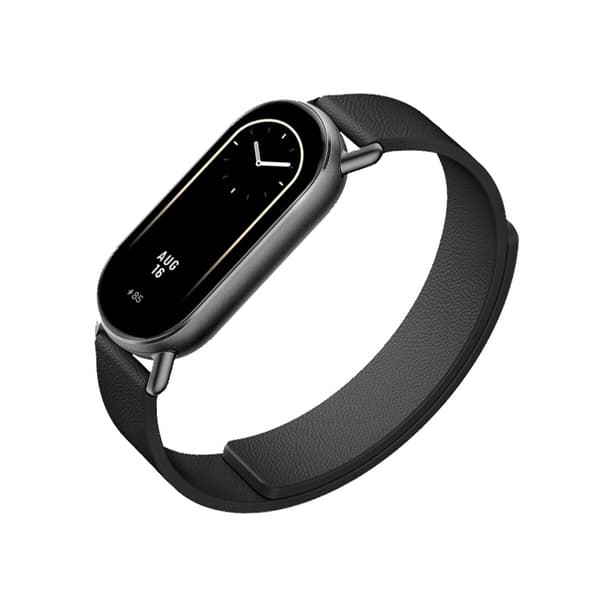 INF Läderarmband för Xiaomi Band 8/9 - Magnetisk Svart