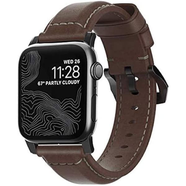 Armband i traditionellt läder - NOMAD - Svart anslutare - 38/40/41mm - Horween-läder - Rostfritt stål 316