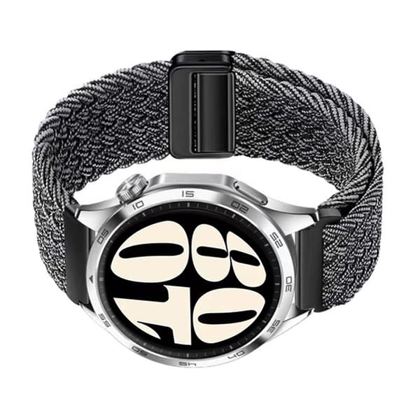 INF Grå & Vit Vävd Nylon 20mm Klockarmband med Magnetlås