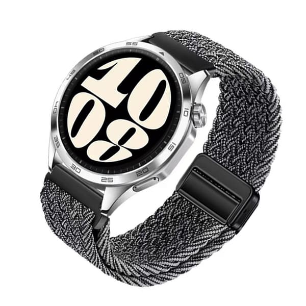INF Grå & Vit Vävd Nylon 20mm Klockarmband med Magnetlås