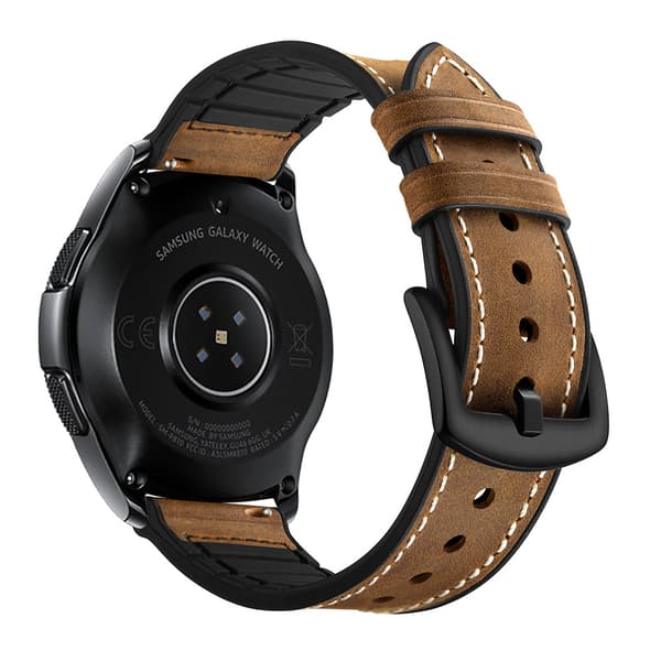 INF Silikon- och läderrem för Galaxy Watch 3/5 Brun 20 mm