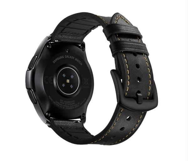 INF Silikoni- ja nahkaranneke Galaxy Watch 3/5 -kelloon Musta 20 mm