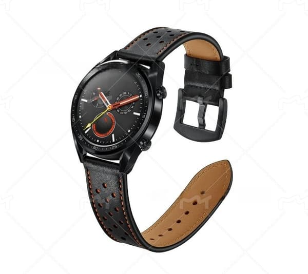 INF Premium lærreim for Huawei Watch GT1/2 (22mm) Sort