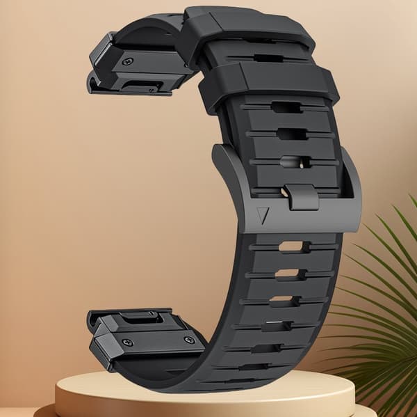 INF Premium Garmin Fenix 8 Reim: Fluororubber Klokkereim Sort 22 mm