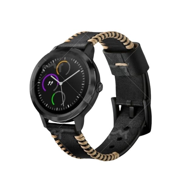 INF Premium-nahkainen kellon ranneke Garmin Vivoactive 3/HR (20 mm) Musta