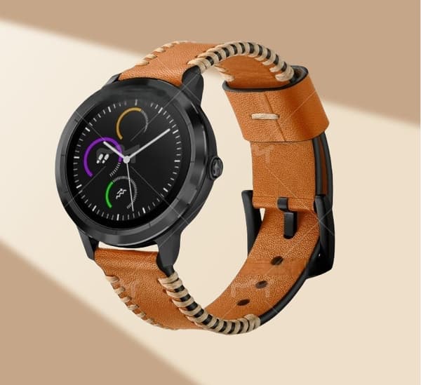 INF Premium Läderarmband för Garmin Vivoactive 3/HR (20mm) Brun