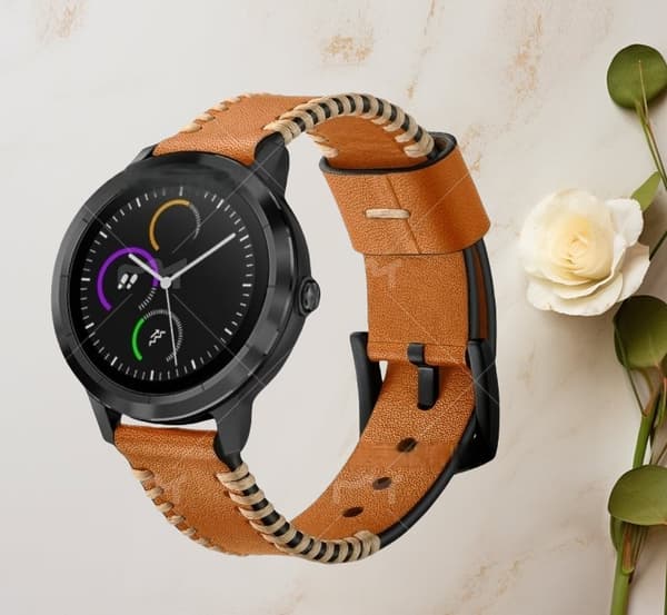 INF Premium Läderarmband för Garmin Vivoactive 3/HR (20mm) Brun
