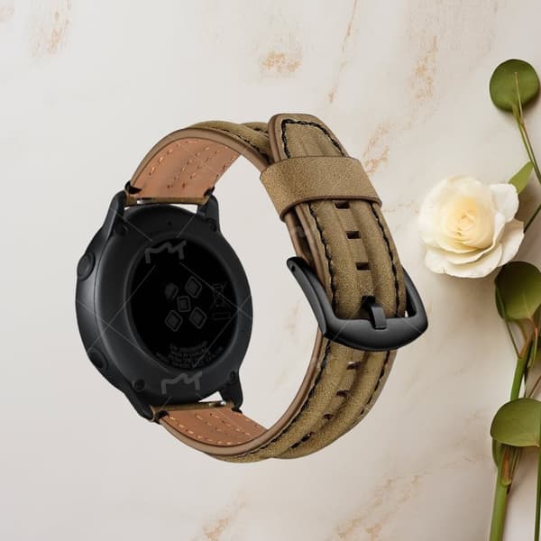 INF Premium läderrem för Samsung Galaxy Watch4 Classic Mörkbrun