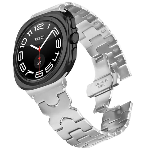 INF Elegant rustfritt stålrem for Samsung Watch7 47mm Ultra Sølv