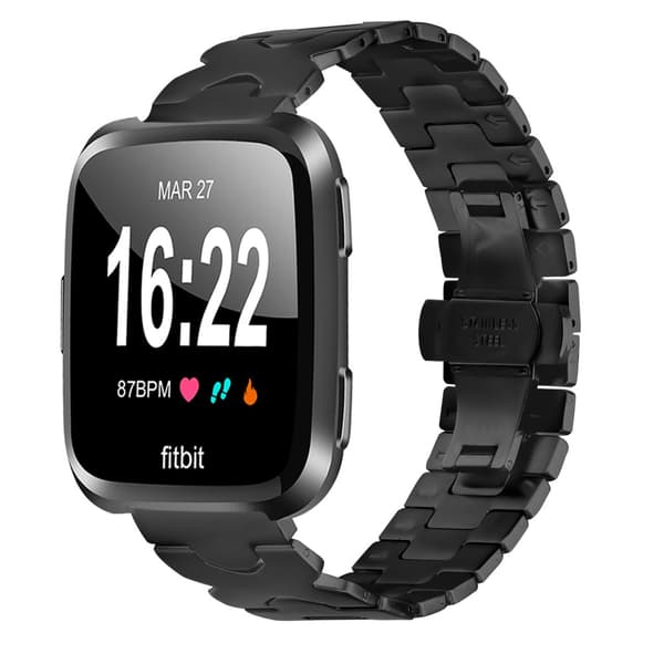 INF Stilig rustfritt stålrem til Fitbit Versa/Lite/Versa 2 Sort
