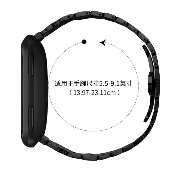 INF Stilig rustfritt stålrem til Fitbit Versa/Lite/Versa 2 Sort