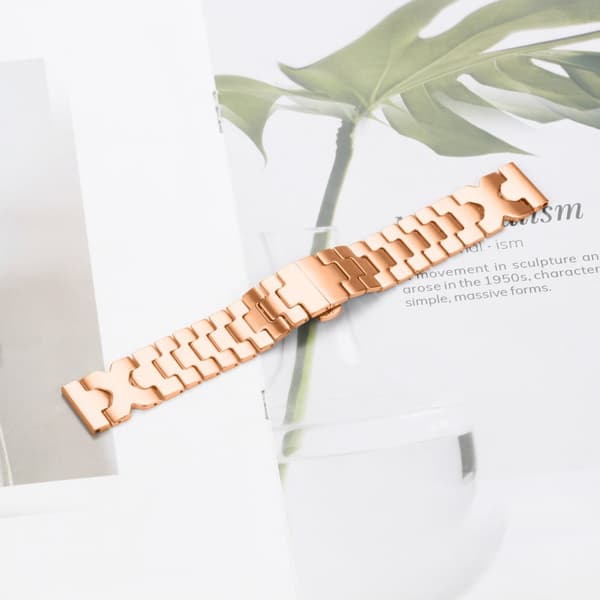 INF Rustfrit stål sommerfugl spænde rem 22mm til Samsung Galaxy Watch, Huawei Series Rose guld