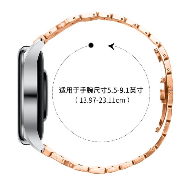 INF Rustfrit stål sommerfugl spænde rem 22mm til Samsung Galaxy Watch, Huawei Series Rose guld
