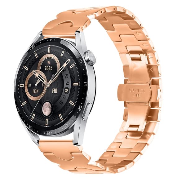 INF Rustfrit stål sommerfugl spænde rem 22mm til Samsung Galaxy Watch, Huawei Series Rose guld