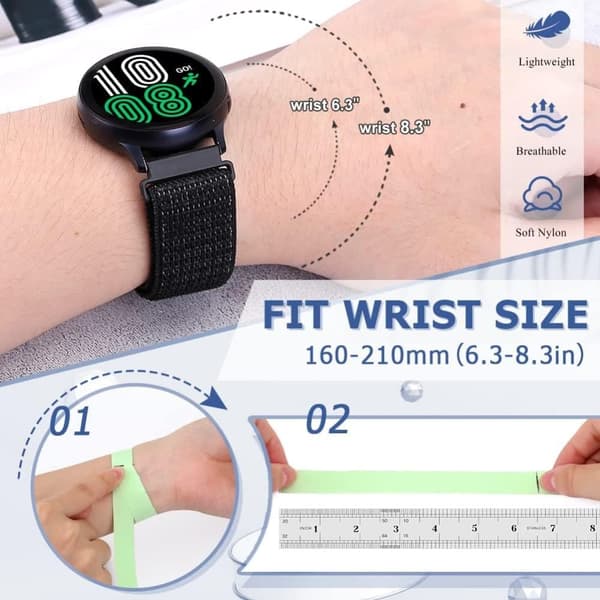 22 mm nylonsnabbremmar som är kompatibla med Samsung Galaxy Watch 3 45 mm/Galaxy Watch 46 mm/Gear S3 Frontier/Classic/Garmin Venu 3/Venu 2