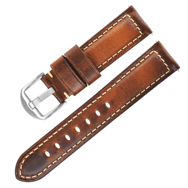 INF Italienskt Läder Klockarmband A5 Brun 24mm Stålspänne