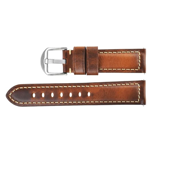 INF Italienskt läderarmband - A5 Brun, Stålspänne 20mm