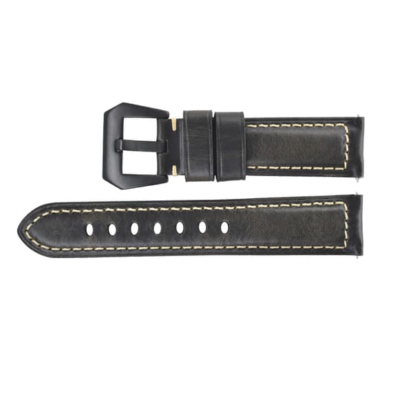 INF Italienskt läderarmband för klocka - Grå Svart - 20mm