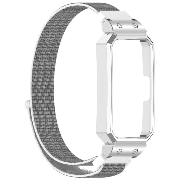 INF Snyggt vävt nylonband med silverram för Huawei Band Grå