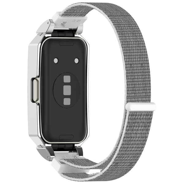 INF Snyggt vävt nylonband med silverram för Huawei Band Grå