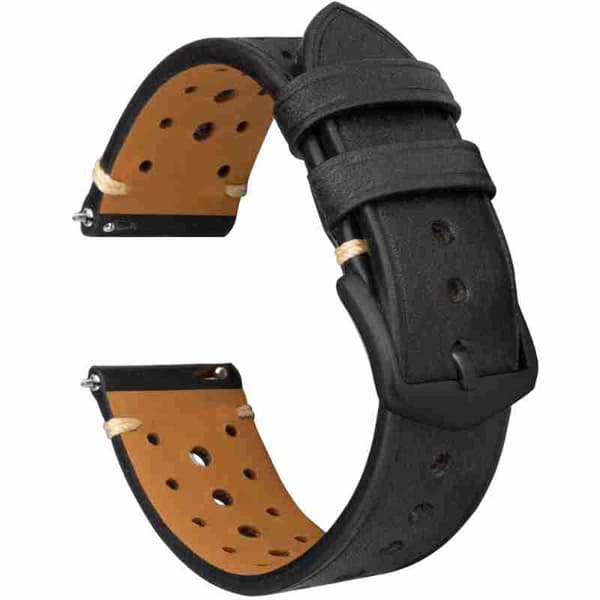 INF Svart frostet lærreim for Huawei Tissot 24 mm