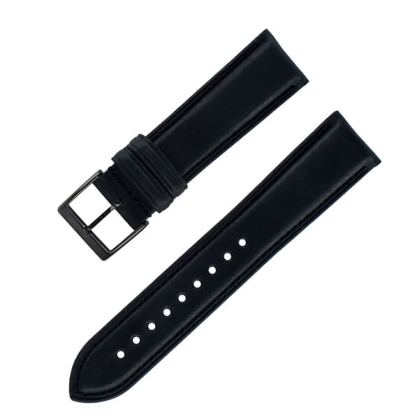 INF Italienskt Lätt Föränderligt Enkelt Oljevax Kohud Klockarmband Svart 24 mm