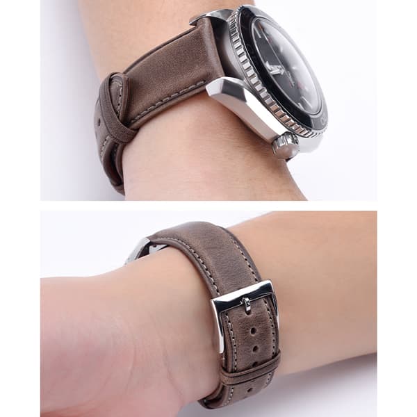 INF Italienskt Lätt Föränderligt Enkelt Oljevax Kohud Klockarmband Kaki 18 mm