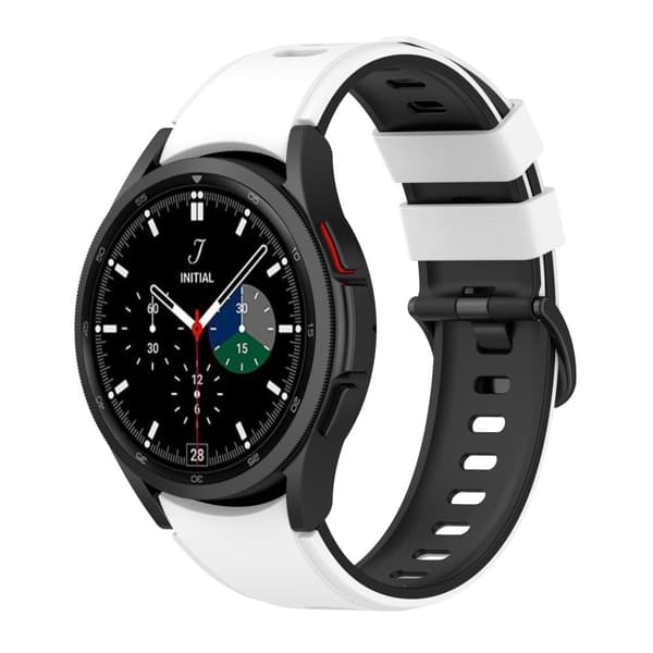 INF Valkoinen musta silikoniranneke Samsung Watch 4 -sarjalle