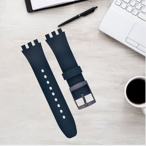 INF Premium Silikon Swatch Klockarmband Ersättning Marinblå 17 mm