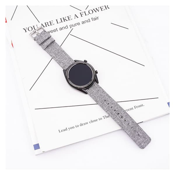 INF Ljusgrått canvasarmband med silverspänne  22 mm