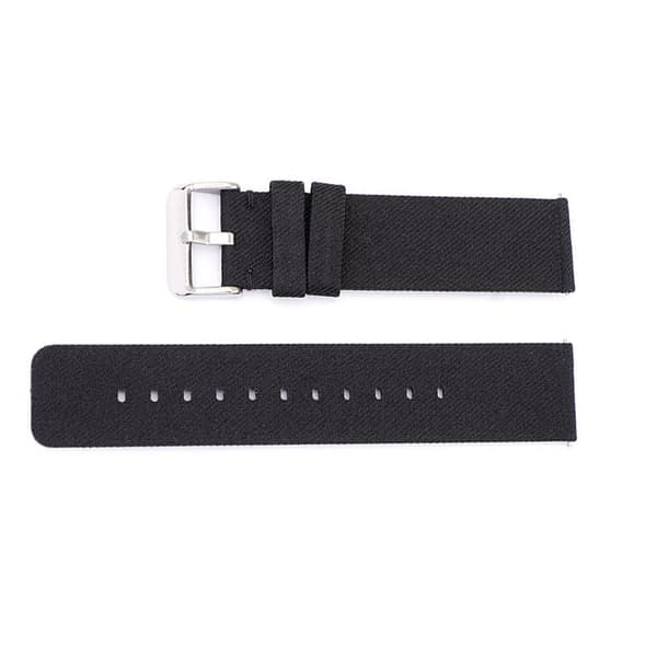 INF Svart Klockarmband i Canvas med Silverspänne 12 mm