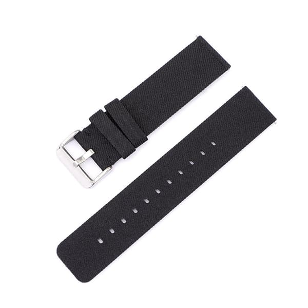 INF Svart Klockarmband i Canvas med Silverspänne  12 mm