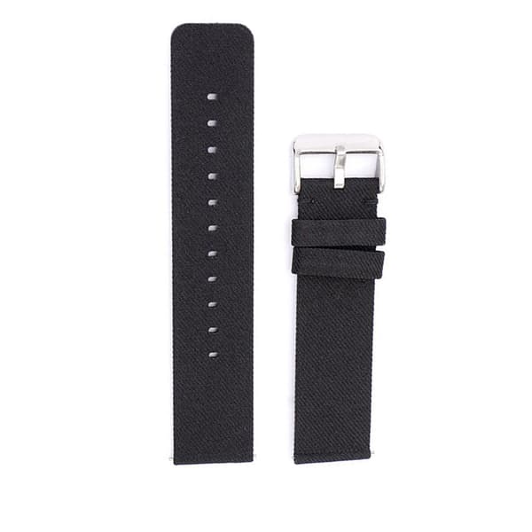 INF Svart Klockarmband i Canvas med Silverspänne 12 mm