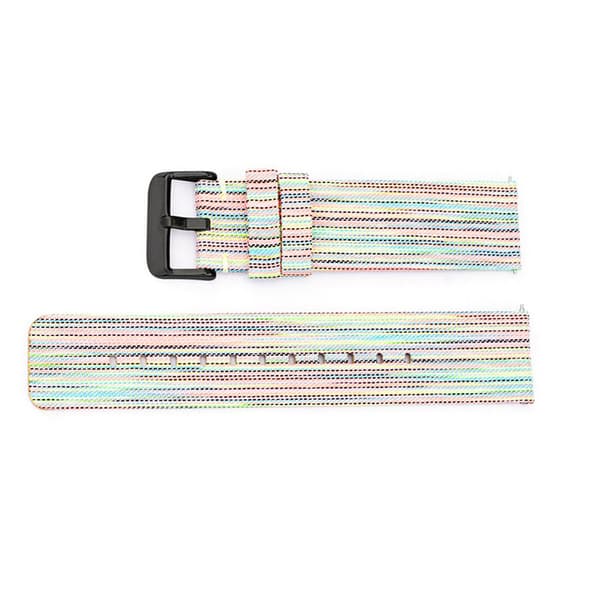 INF Regnbågsfärgat klockarmband i canvas med svart spänne 16 mm