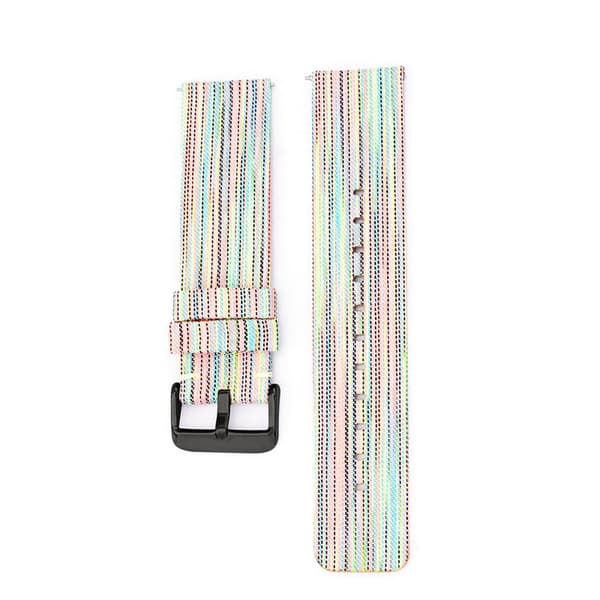 INF Regnbue Canvas Klokkereim med Svart Spenne 22 mm