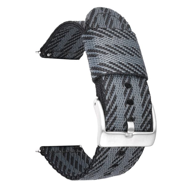 INF Snyggt 24/22/20/18mm nylonarmband med svart spänne Silver 18 mm