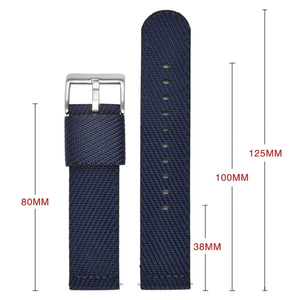 INF Nylon Klockarmband med Svart Spänne - 24/22/20/18mm Silver 20 mm
