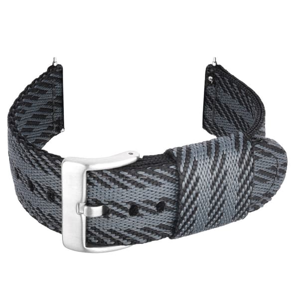 INF Stilfuld 24/22/20/18mm nylon urrem med sort spænde Sølv 24 mm